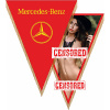 Вымпел треугольный Mersedes-Benz с девушкой фон красный (260х200) цветной  (уп.1шт) SKYWAY