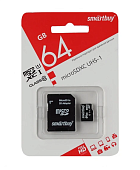 Карта памяти 64GB microSD Smartbuy Class 10 без адаптера