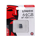 Карта памяти 64GB microSDXC class 10 UHS-I Kingston Canvas Select без адапт.