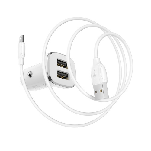 АЗУ 2USB 2.4A + кабель iPhone/iPad BOROFONE BZ12 белый